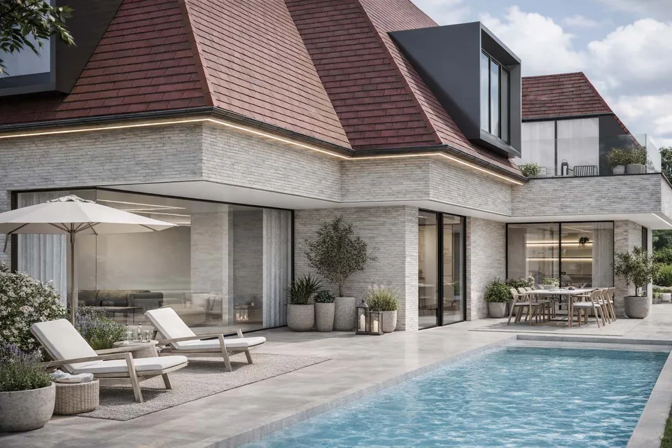 Zwembad bij moderne nieuwbouw Knokke-Heist