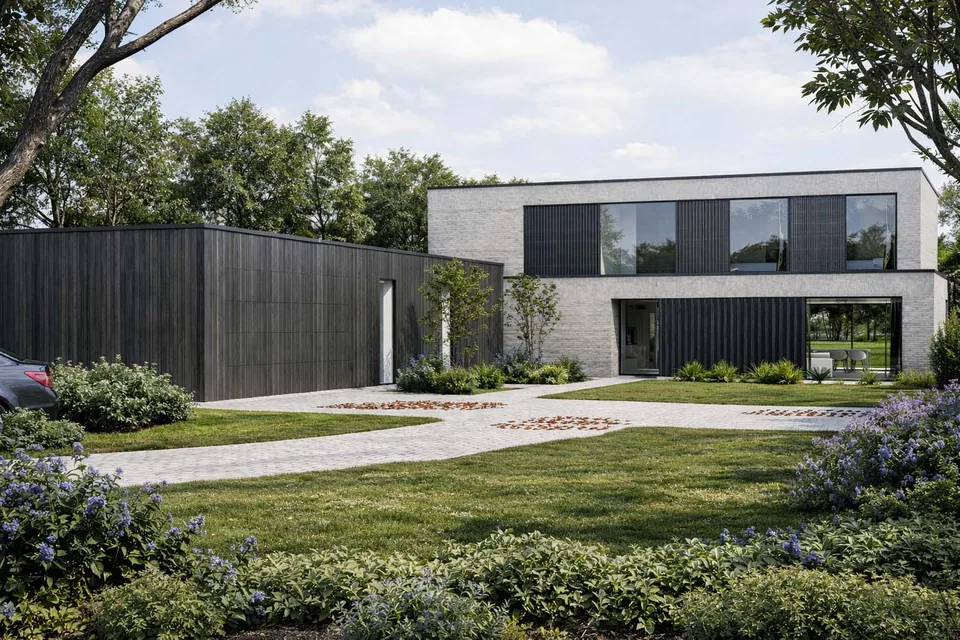Nieuwbouwwoning in Oedelem met overdekt zwembad door J.A.N Plus Architecten