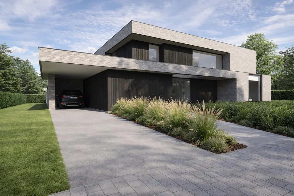 Zwembad en poolhouse bij nieuwbouwwoning Oostkamp