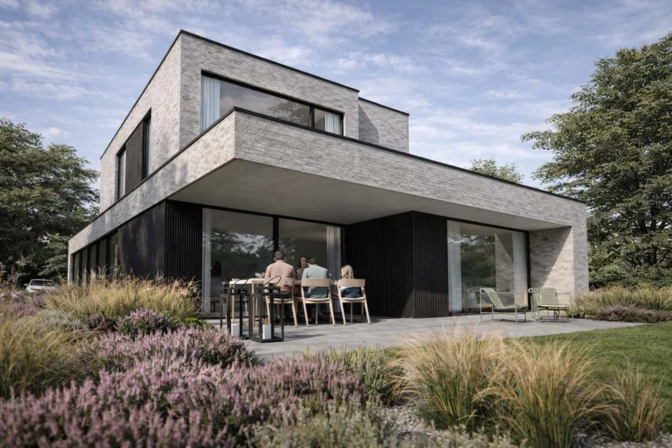 Detail architectuur nieuwbouwwoning in Oostkamp
