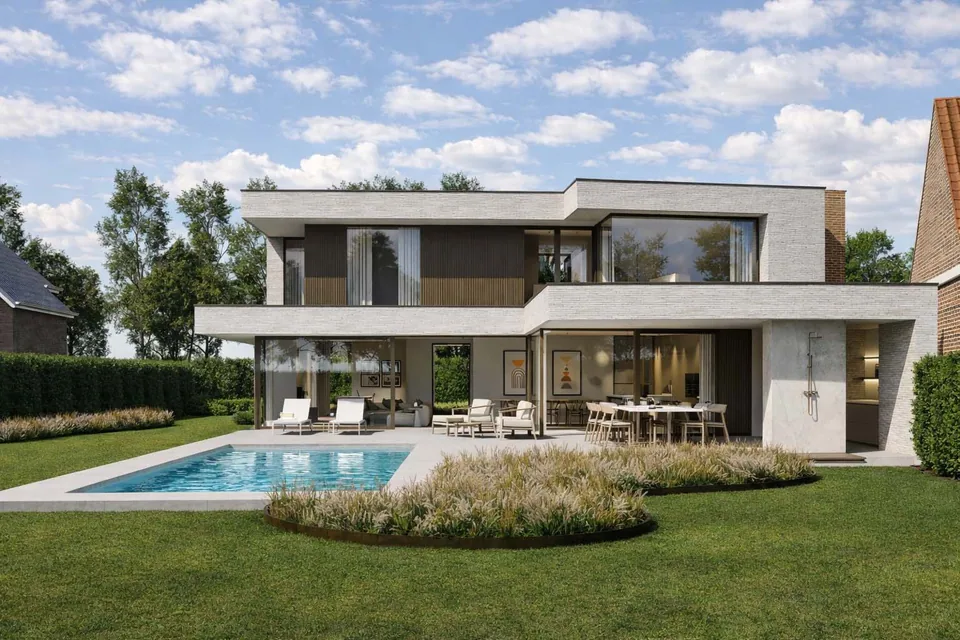 Achtergevel moderne nieuwbouw Zwalm