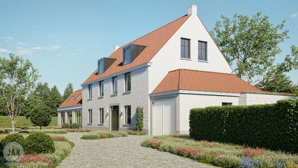 Architectuurbeeld van de nieuwbouwwoning in Brugge door J.A.N plus Architecten