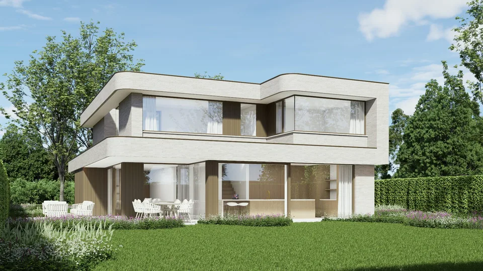 Architectuurbeeld van de nieuwbouwwoning in Brugge door J.A.N plus Architecten