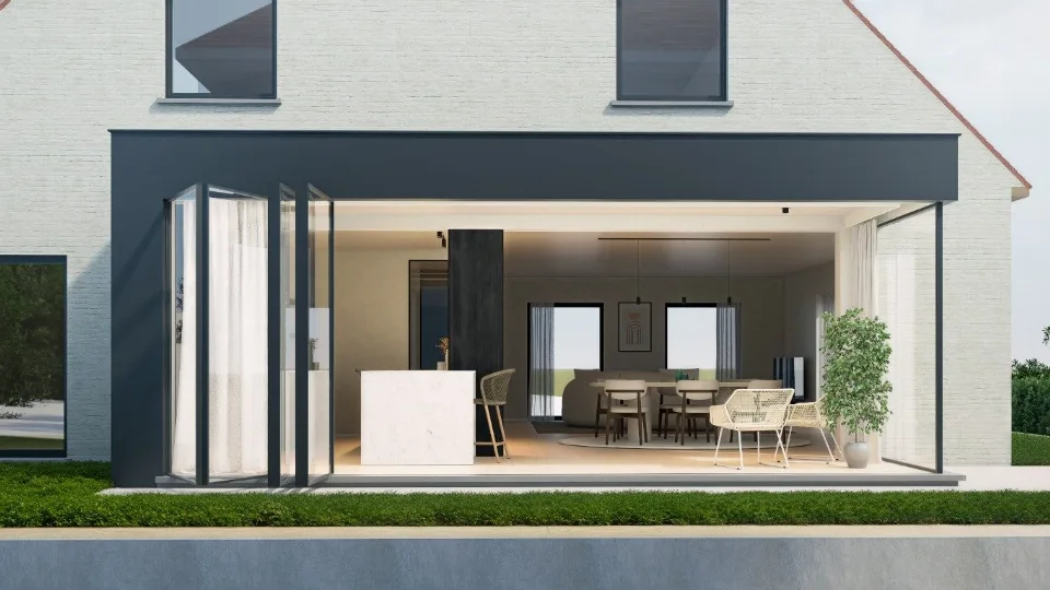 Beeld van de gerenoveerde woning in Knokke-Heist
