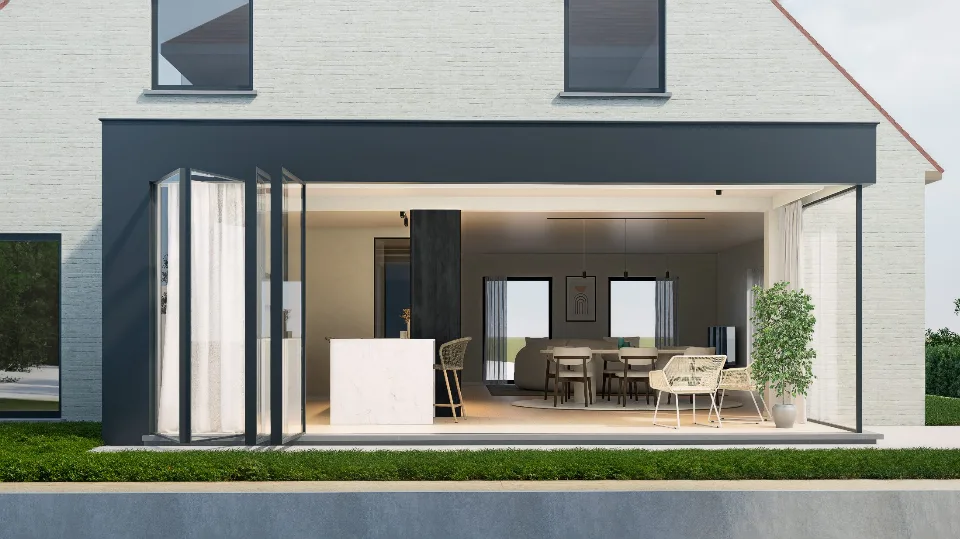 Zicht op de gerenoveerde woning in Knokke-Heist