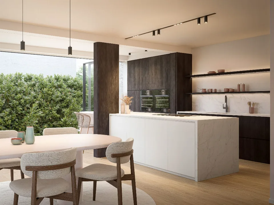 Architectuurbeeld van de gerenoveerde woning in Knokke-Heist door J.A.N plus Architecten