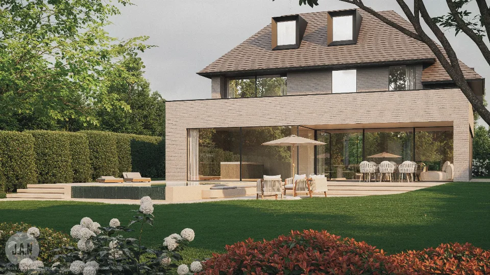 Zicht op de nieuwbouwwoning in Kortenberg
