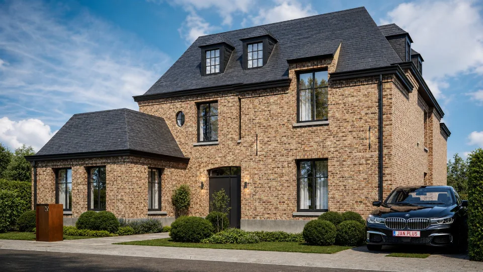 Architectuurbeeld van de nieuwbouwwoning in Maldegem door J.A.N plus Architecten