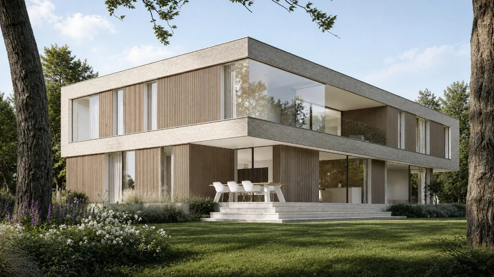 Perspectief op de nieuwbouwwoning in Oostkamp