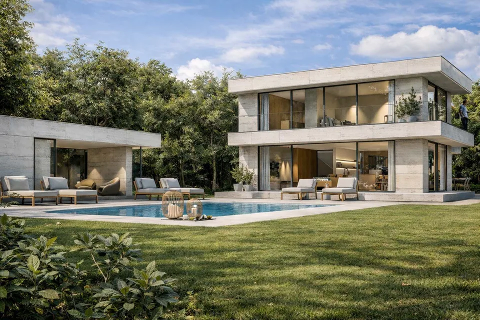 Zwembad en poolhouse bij woningverbouwing Middelkerke