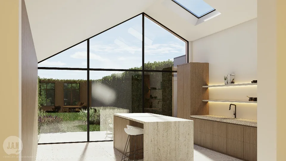 Interieur van de gerenoveerde woning in Brugge